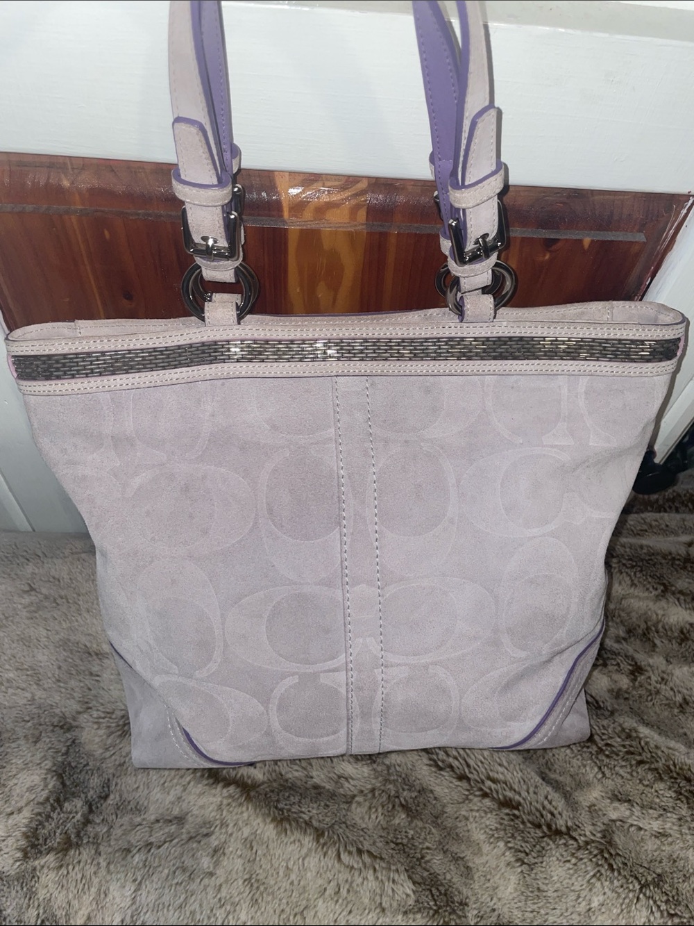 Vintage Coach Signature Suede Beaded Tote - Picture 2 of 14